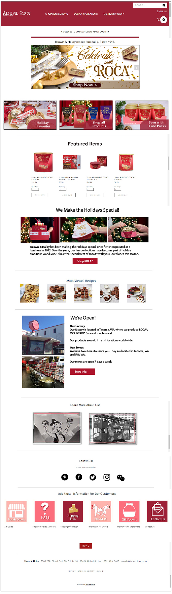 A screenshot of the completed Brown and Haley homepage design